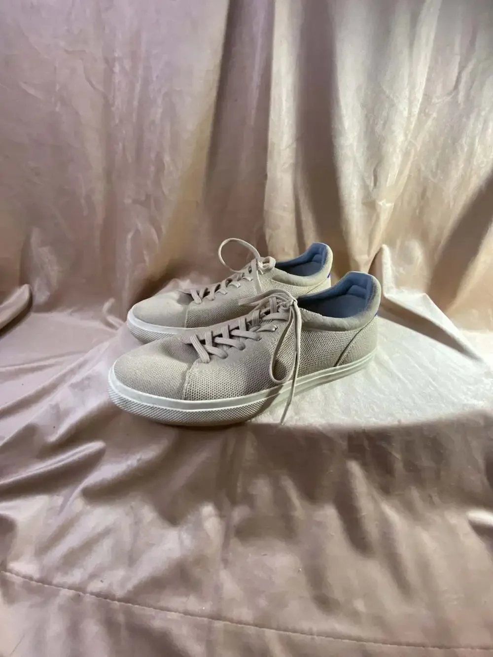 Rothy's RS02 Lace-Up Low Top Knit Sneakers in Beige